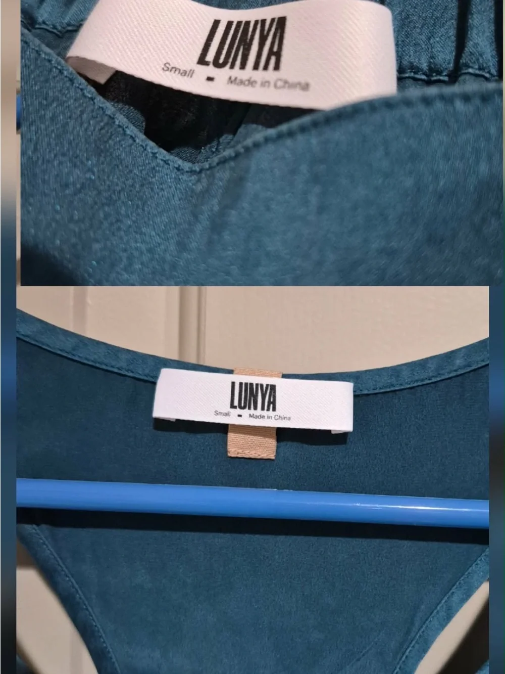 lunya Teal Satin Tank & Short Set